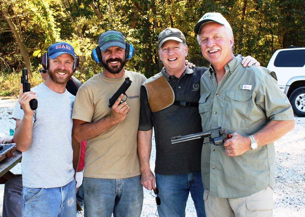 Four Legacy Builders at the fall retreat gun shoot