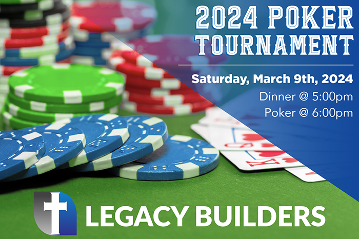 poker chips and playing cards with the words 2024 Poker Tournament